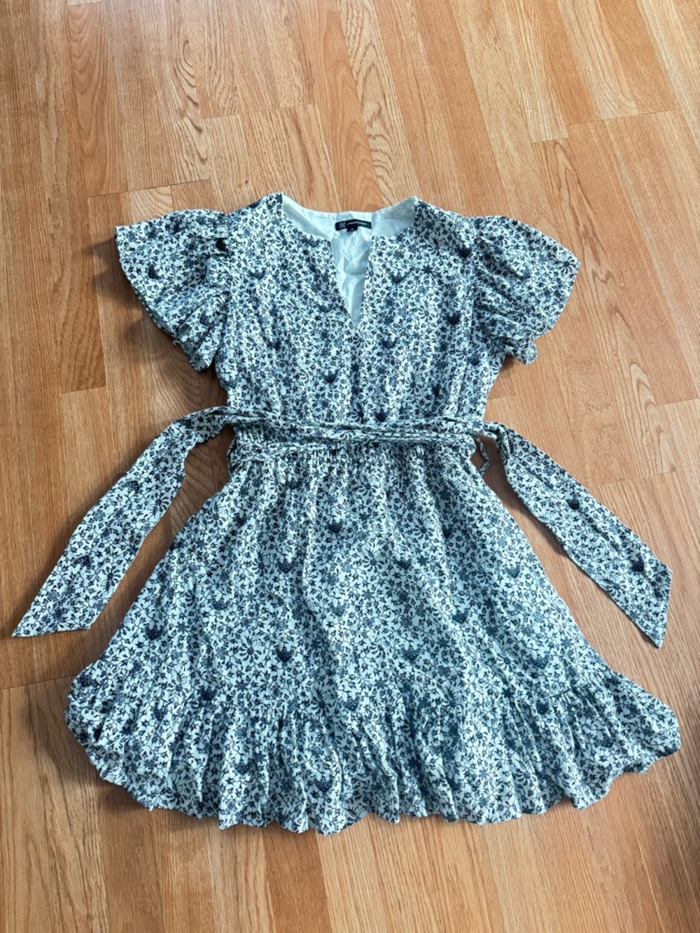 Floral Belted Womens Dress in Black and White